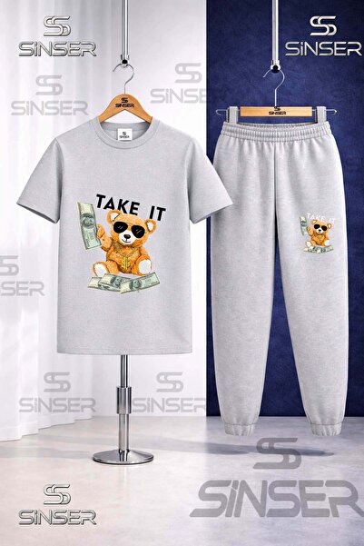 SS SİNSER Children's Ayicik Take It Syh Printed T-Shirt Tracksuit Set