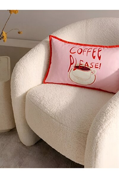 RahanDesign Coffee Please Written Double-Sided Decorative Suede Throw Pillow Cover - 30X50Cm - Decorative Throw Pillow Cover