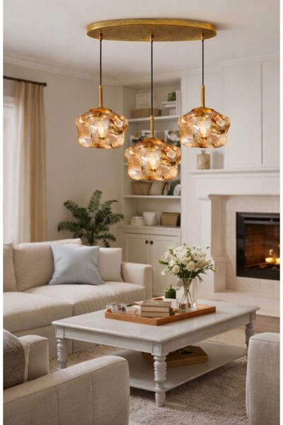 ecodesignline Liquid Glass 3 Modern Sarkıt Avize – Bakır , Gold , Füme Organi...