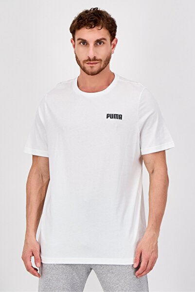 Puma تي شيرت رجالي رياضي بأكمام قصيرة مناسب للخارج، أبيض
