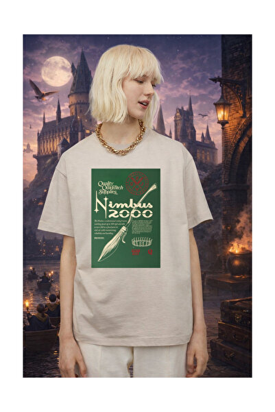 Tubinyoo Harry Potter Nimbus 2000 Printed Unisex Oversize T-Shirt (Single Item)