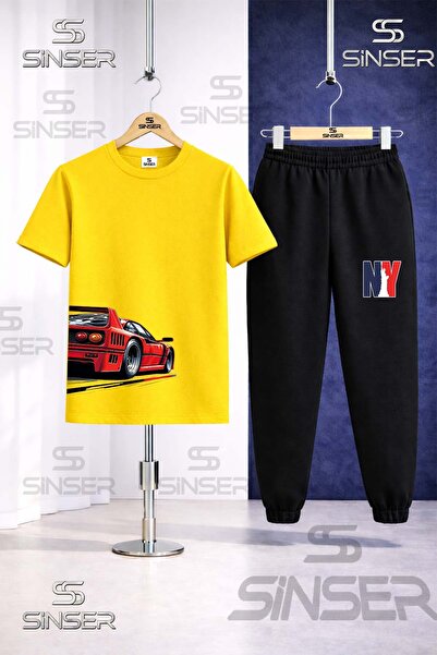 SS SİNSER Παιδικό Σετ Φόρμας με Μπλουζάκι με Στάμπα ARABA RED SAG YAN