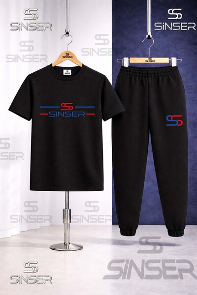 SS SİNSER Children's 2 Short Long Line Printed T-Shirt Tracksuit Set