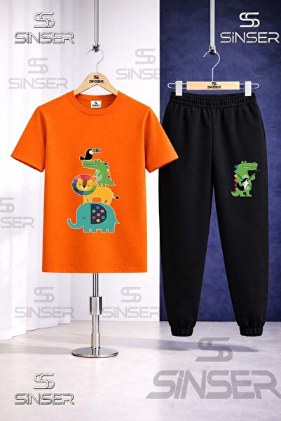 SS SİNSER Παιδικό Σετ Φόρμας με Μπλουζάκι με Στάμπα ANIMAL UST USTE COKLU