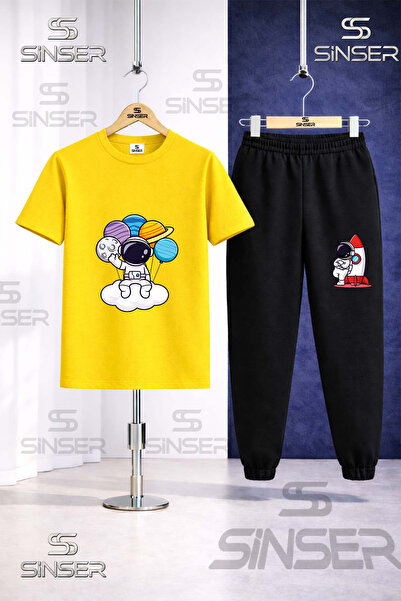 SS SİNSER Παιδικό Σετ Φούτερ με Στάμπα Αστροναύτης με Πλανήτες στα Χέρια του