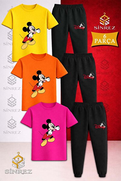 SİNREZ Children's Micky Tongue Out 3-Piece T-Shirt Tracksuit Set