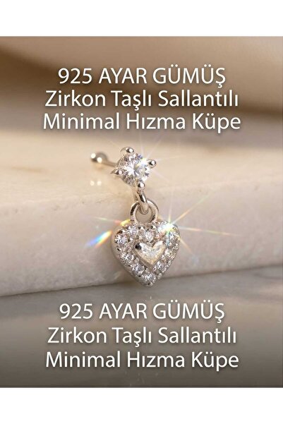 Lunexa 925 Ayar Gümüş Zirkon Taşlı Unisex Küpe Hızma Minimal Şık Modern Tasar...