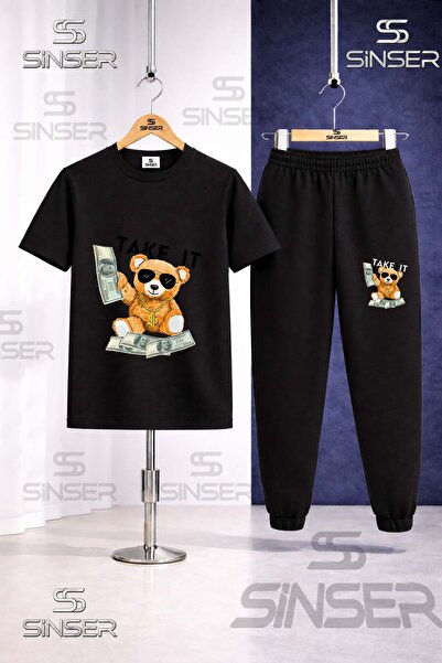SS SİNSER Children's Ayicik Take It Syh Printed T-Shirt Tracksuit Set