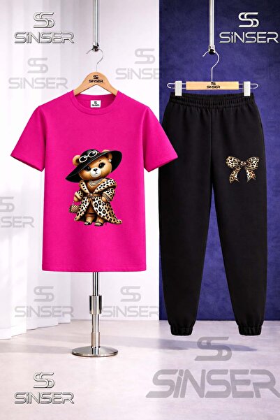 SS SİNSER Παιδικό Σετ Φόρμας με Στάμπα Αρκουδάκι, Λεοπάρ και Πολική Λεοπάρδαλη
