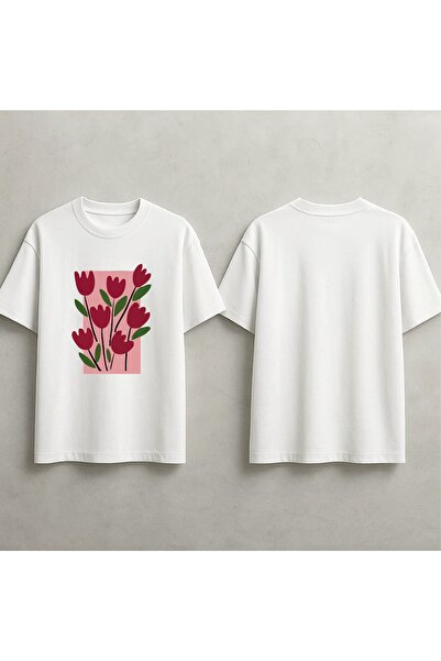 ELFERA TRICOU UNISEX CU IMPRIMEU TRANDAFIRI