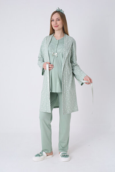 ERDENİZ TEKSTİL Σετ πιτζάμες εγκυμοσύνης 3 τεμαχίων με μοτίβο κλαδιών, φόρεμα...