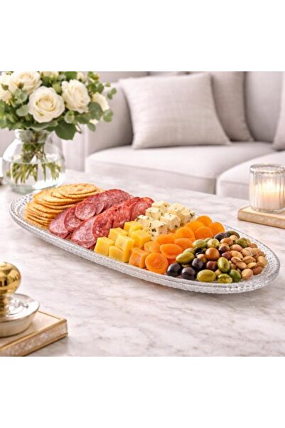 Generic Luxury Crystal Glass Serving Plate 42 cm