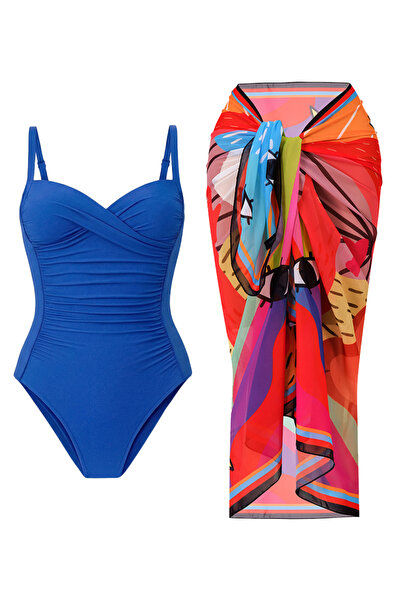 CUPSEA Γυναικείο μαγιό Drapeli Saks με σχέδιο Rainbow Pareo, Σετ 2 τεμαχίων, ...