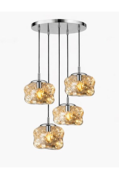 ecodesignline Liquid Glass 4 Modern Sarkıt Avize – Bakır , Gold , Füme Organi...