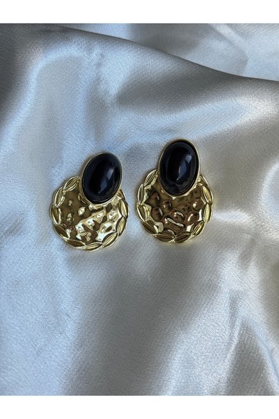 lotusbybuket Hold Bohemian Style Earrings with Black Natural Stone