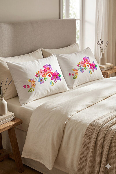 Elbasan Tekstil Μοτίβο εμπριμέ σε πάνελ Λουλουδάτη μαξιλαροθήκη 1 ζευγάρι 50 ...