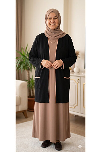 MODA Μαύρο μπουφάν με τσέπες, χωρίς κλείσιμο μπροστά, από ύφασμα modal κορυφα...