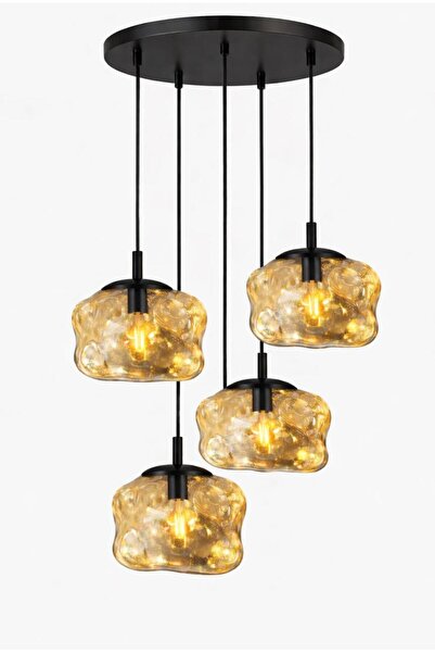 ecodesignline Liquid Glass 4 Modern Sarkıt Avize – Bakır , Gold , Füme Organi...
