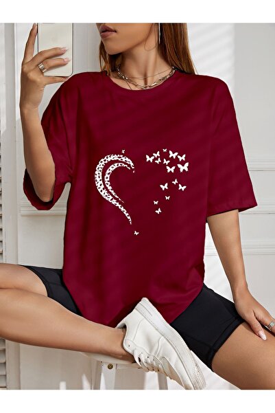 AZIZI TEKSTIL Μπλουζάκι με στάμπα με καρδιά πεταλούδας