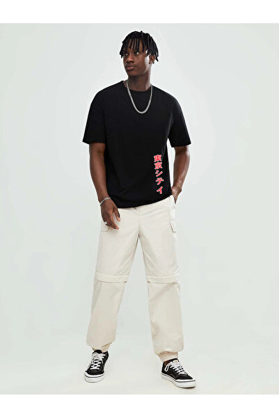 AZIZI TEKSTIL Μπλουζάκι Unisex με ιαπωνική στάμπα Oversize Salas Boyfriend