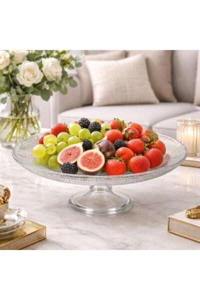 Generic Luxury Glass Fruit Plate Diamante 27 cm