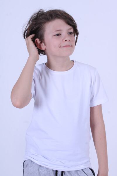 AZIZI TEKSTIL Βασικό μπλουζάκι με λαιμόκοψη 100% βαμβακερό, απλό, unisex