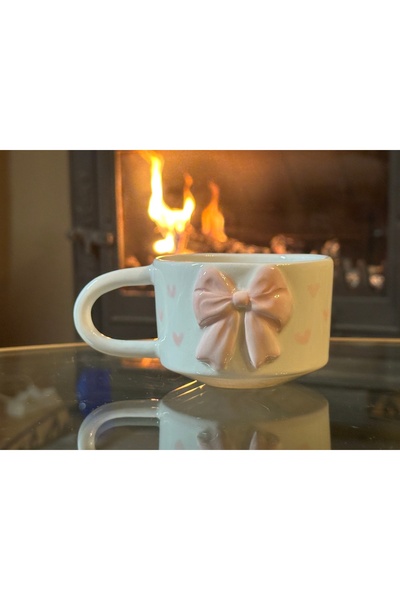 Bark Seramik Pembe Fiyonklu Kupa