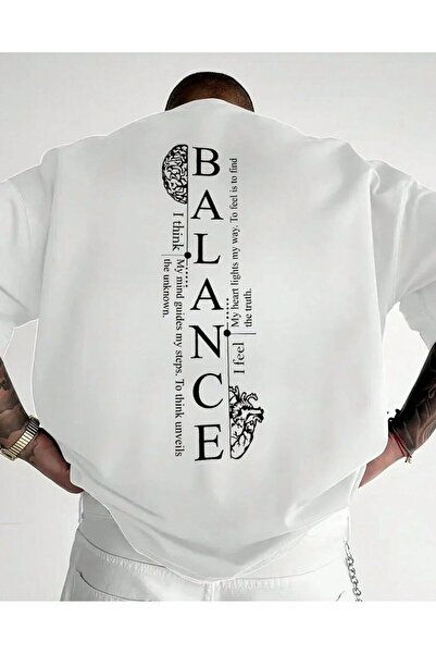 LELVANİ Sirt Balance Text Printed White Tshirt