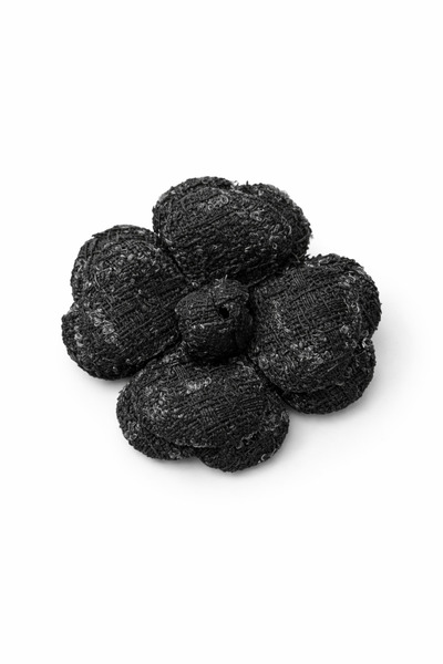 Sofiae Tweed dokulu Camelia Kumaş broş Antresit 7x7cm