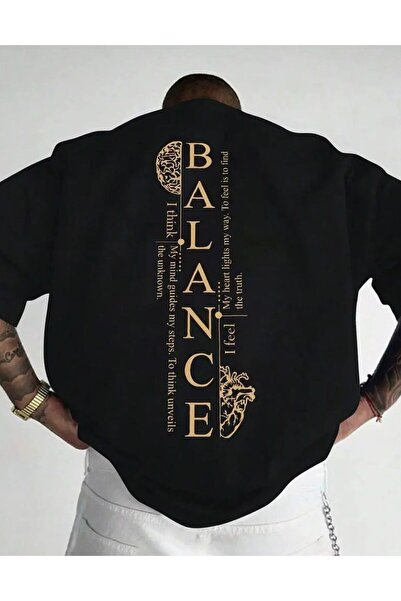 LELVANİ Μαύρο μπλουζάκι με στάμπα  "GOLD BALANCE " στην πλάτη