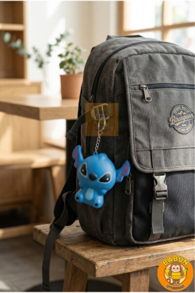 Bricks Stitch Figürlü Mavi Silikon Squishy Anahtarlık - Antistres Yumuşak Oyuncak