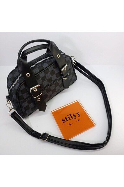 stilyy Black&Gray Checkerboard Patterned Hand and Shoulder Bag