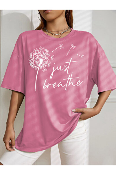 AZIZI TEKSTIL Μπλουζάκι με στάμπα oversize just breathe