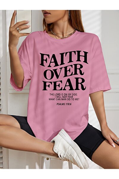 AZIZI TEKSTIL μπλουζάκι με στάμπα FAITH OVER FEAR