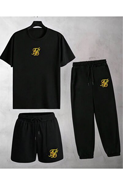 FS CABİN New Season Unisex T-Shirt -Sweatpants-Shorts 3-Piece Summer Tracksui...