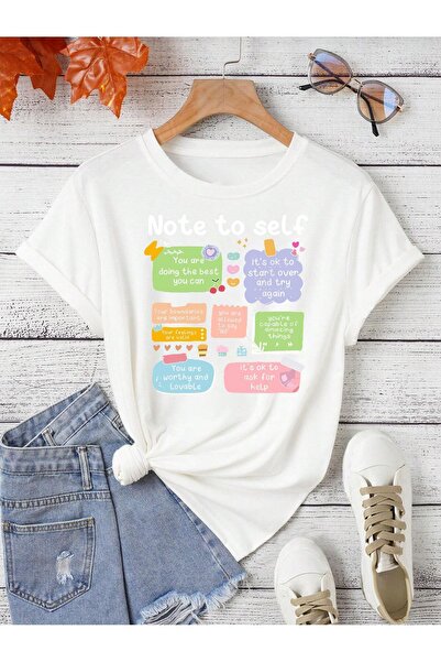 AZIZI TEKSTIL Υπερμεγέθες μπλουζάκι με στάμπα NOTE TO SELF