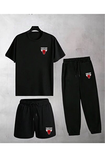 FS CABİN New Season Unisex T-Shirt -Sweatpants-Shorts 3-Piece Summer Tracksui...