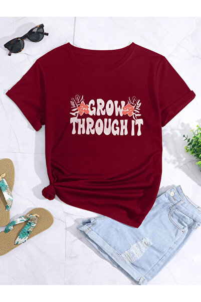 AZIZI TEKSTIL Μπλουζάκι με στάμπα μεγάλου μεγέθους GROW THROUGH IT