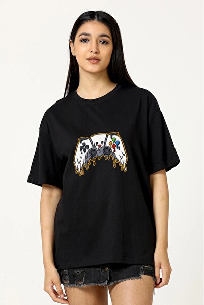 AZIZI TEKSTIL Γυναικείο μπλουζάκι από 100% βαμβάκι, υπερμεγέθες, με στάμπα Pl...