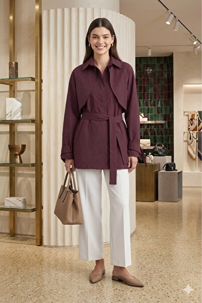 Loreen Γυναικείο πουκάμισο με γιακά και ζώνη, τύπου τουνίκ 20759