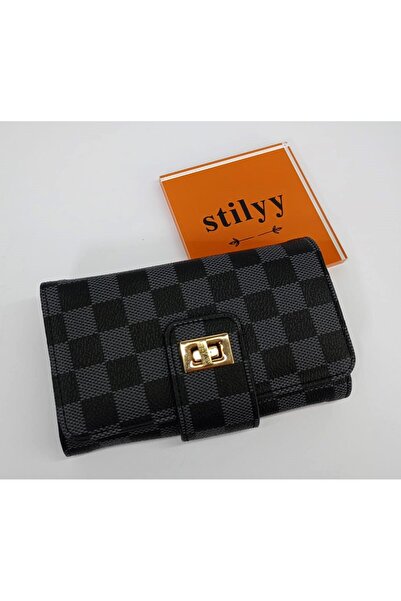 stilyy Black&Gray Checkerboard Patterned Wallet