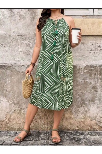 charango γυναικείο φόρεμα μίντι μεγάλου μεγέθους με φαρδιά γραμμή