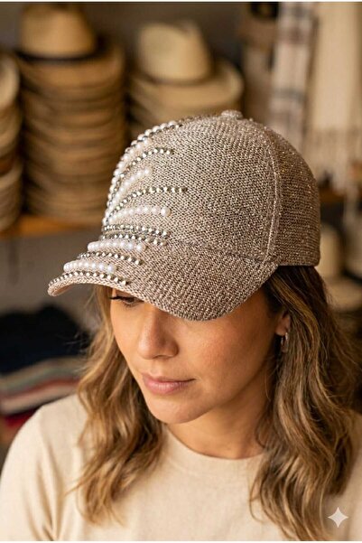 WOHOME Γυναικείο καπέλο με πέτρες και κεντημένα μαργαριτάρια, καλοκαιρινό - Ρ...