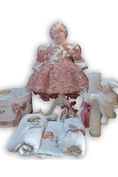 OEM Trusou botez Contesa fetite rochita cu accesorii,lumanare,cufar hainute,t...