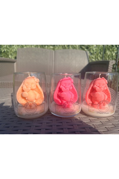 Magic Candle pahare cu lumânări de Paște tip iepuras- cadou ,din ceară natura...