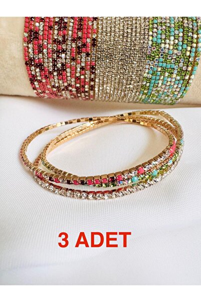 DEVİ fashion سوار ذهبي مرصع بحجر الزركون مع 3 قطع من الإطارات المطاطية