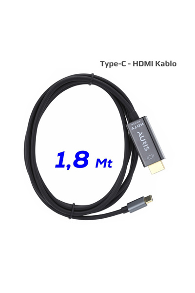Auris HDMC10 Type-C to HDMI 4K 1.8m Ses ve Görüntü Aktarım Kablosu