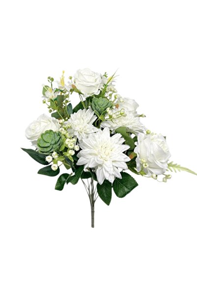 AFO Μπουκέτο με 11 Τεχνητά Κλασικά Τριαντάφυλλα με Γιασεμί και Λευκά Χρυσάνθεμα