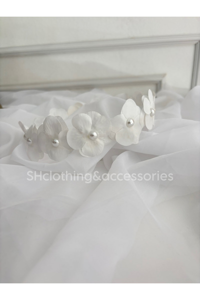 SHClothing accessories مشبك تاج فاخر مزين بالزهور واللؤلؤ