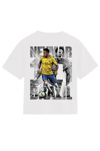 Ingift Ουνισέξ Βαμβακερό Μπλουζάκι με Στάμπα Ποδοσφαίρου Βραζιλίας Νο.10 Νεϊμ...